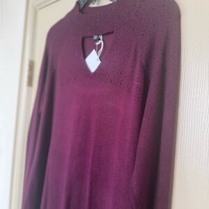 Cable & Gauge Purple Mock Neck Long Sleeve Sweater